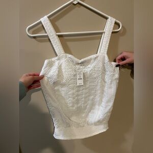 White Embroidered Sleeveless Top